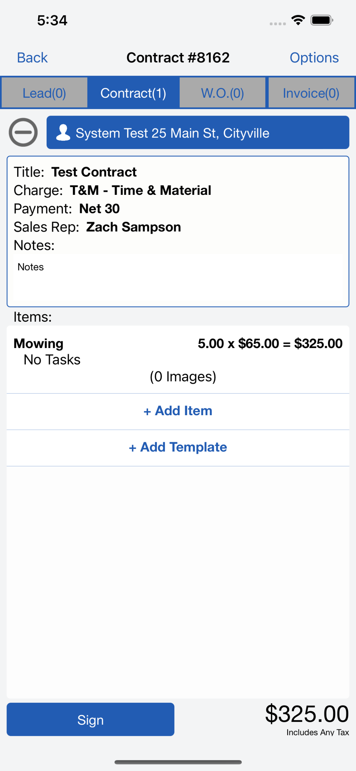 Adminmatic contract view