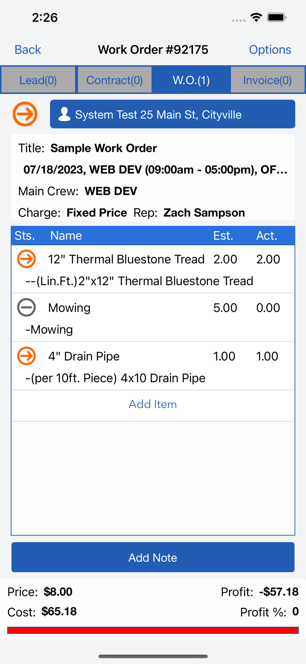 Adminmatic work order view