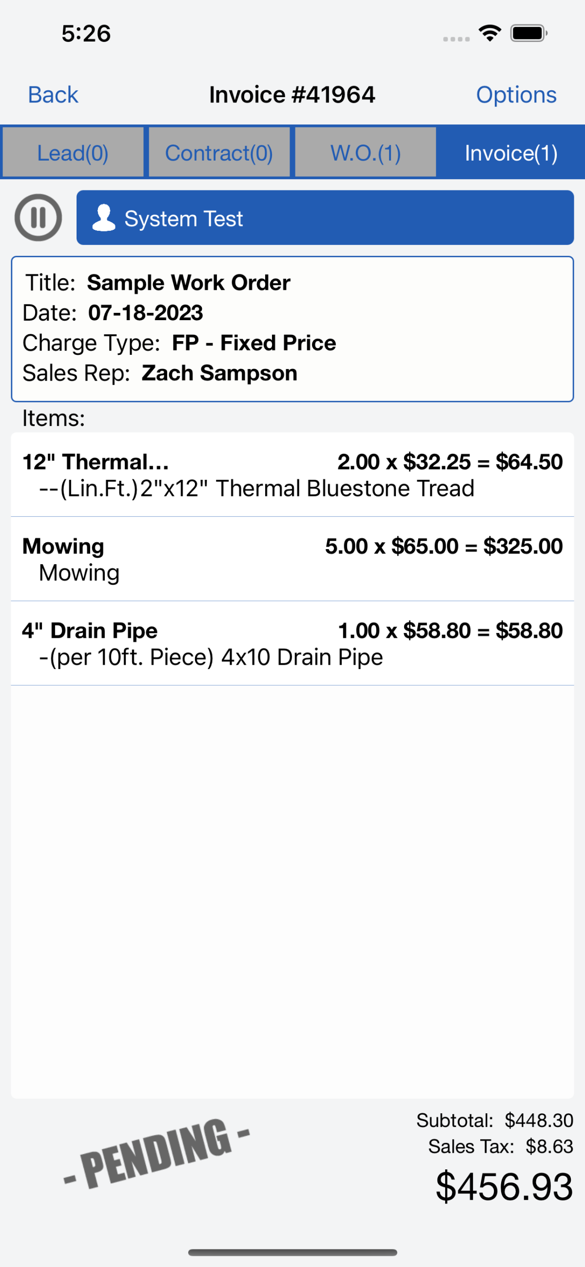 Adminmatic invoice view