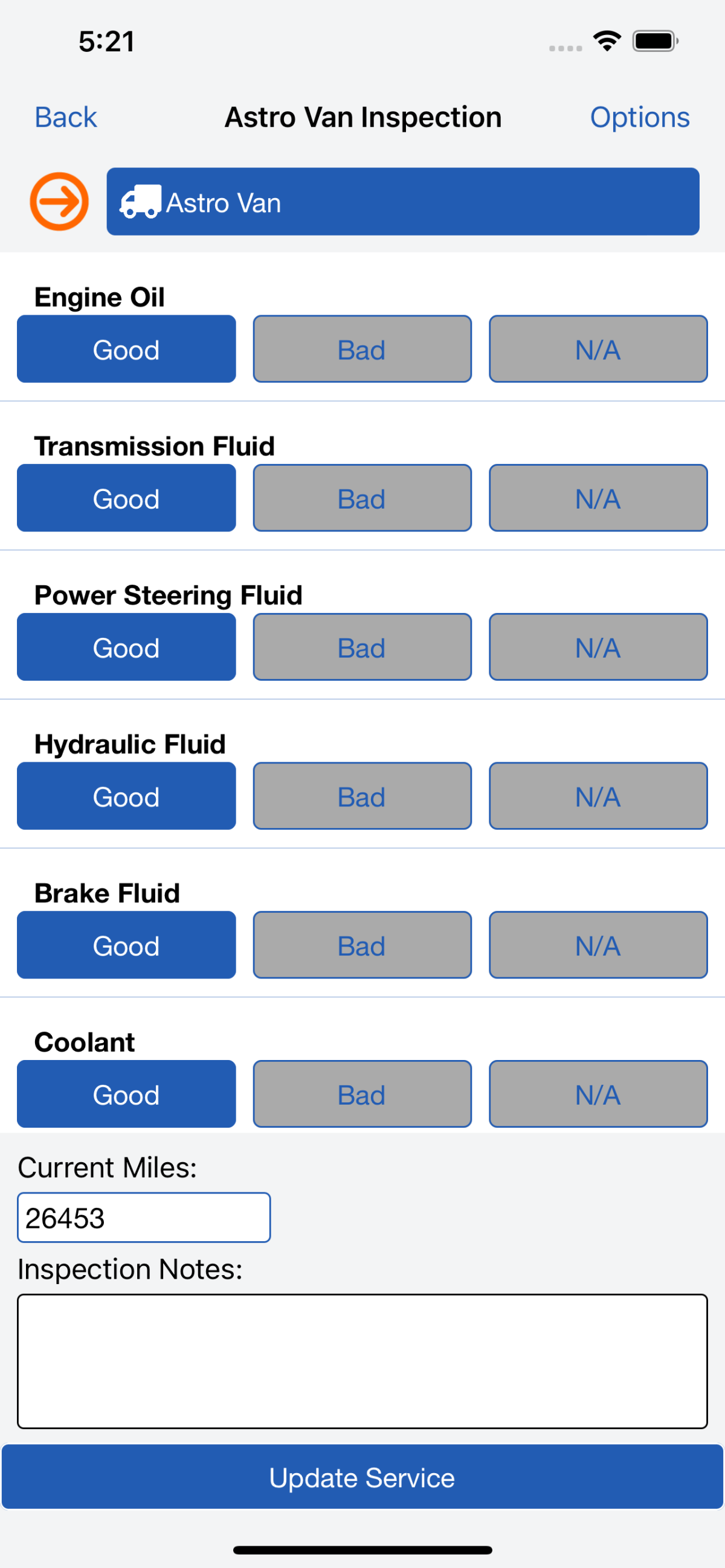 Adminmatic equipment inspection service