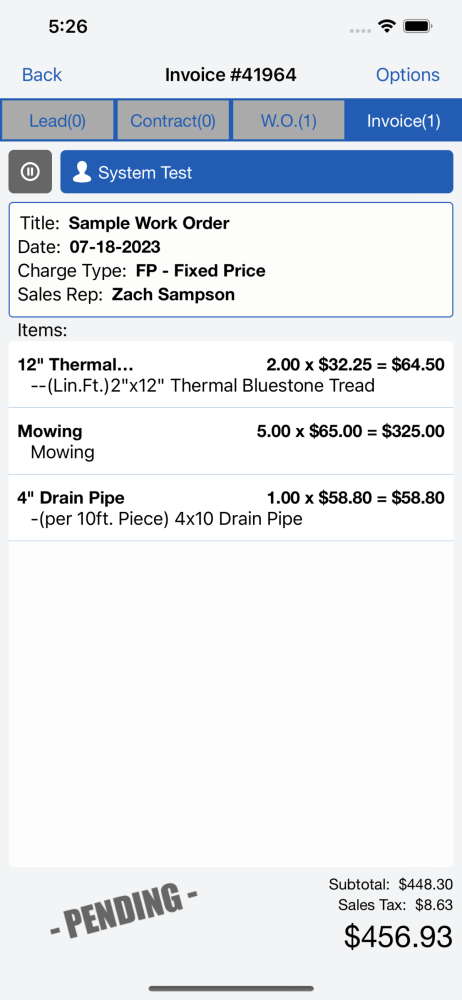 Adminmatic invoice view